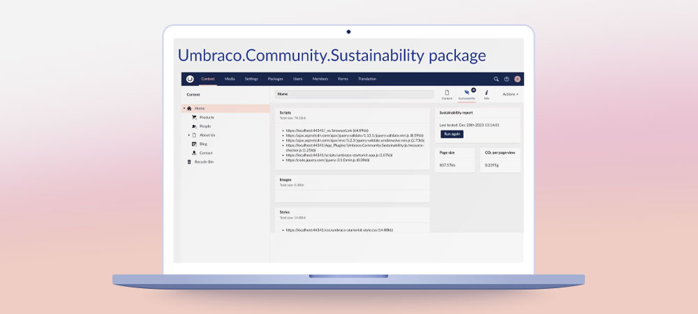 Sustainable digital solutions and sustainable web development – Umbraco sustainability package