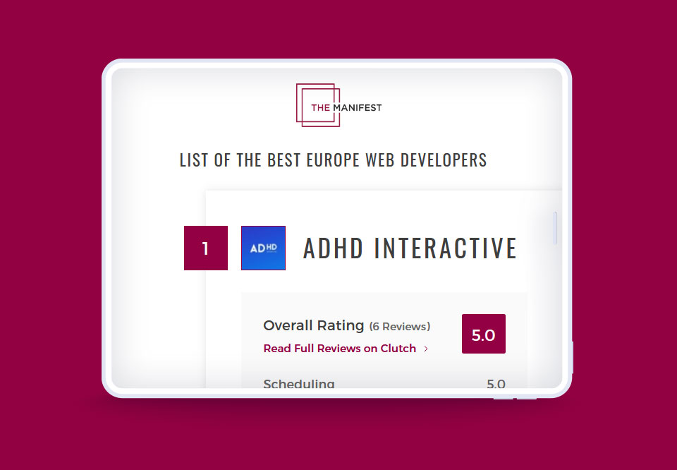 ADHD Interactive Wins The Manifest Award for Poznan’s Most Reviewed B2B Leader for 2023